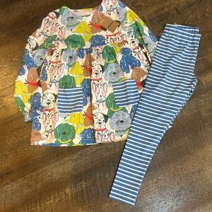 Mini Boden Colorful Dog Print Set 8-9